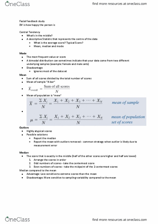 PSYC 218 Lecture Notes - Lecture 2: Squared Deviations From The Mean, Normal Distribution, Percentile thumbnail