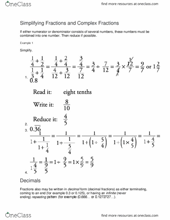 MATH 110 Lecture Notes - Lecture 6: Repeating Decimal, Decimal Mark thumbnail