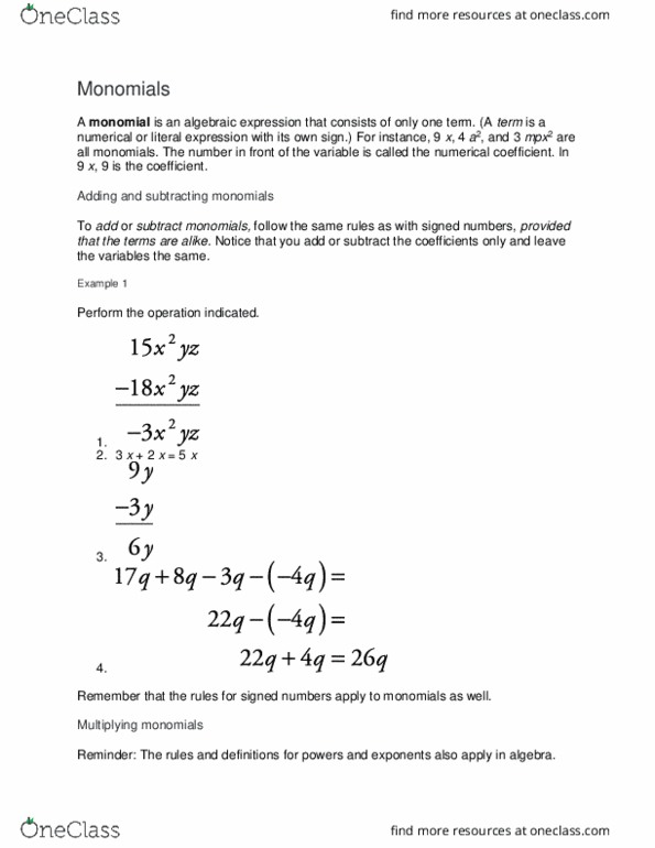 MATH 110 Lecture Notes - Lecture 16: Algebraic Expression thumbnail