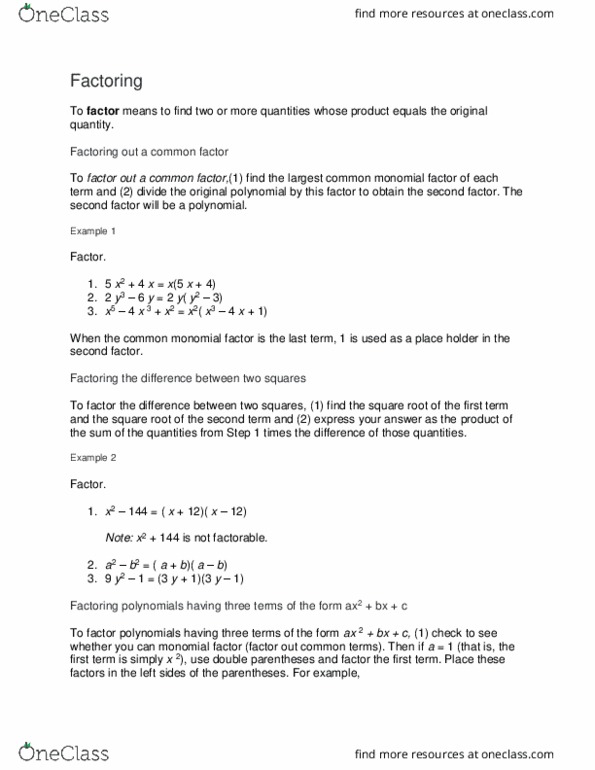 MATH 110 Lecture Notes - Lecture 15: Negative Number, Factor 5, Greatest Common Divisor thumbnail