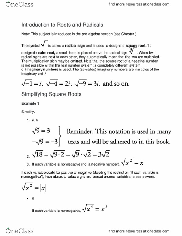 MATH 110 Lecture Notes - Lecture 26: Multiplication Sign, Cube Root, Negative Number thumbnail