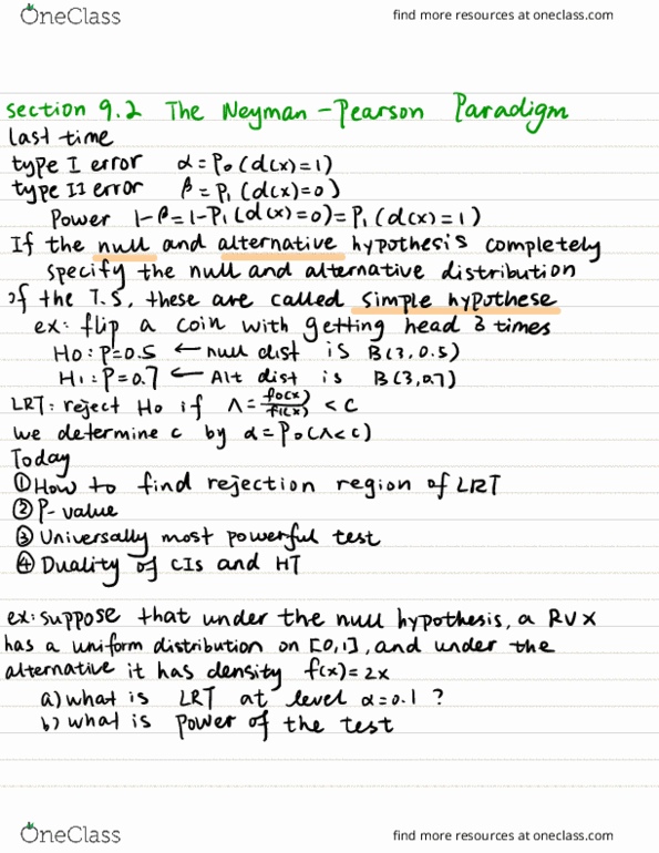 STAT 135 Lecture Notes - Lecture 18: Jerzy Neyman, Null Hypothesis thumbnail