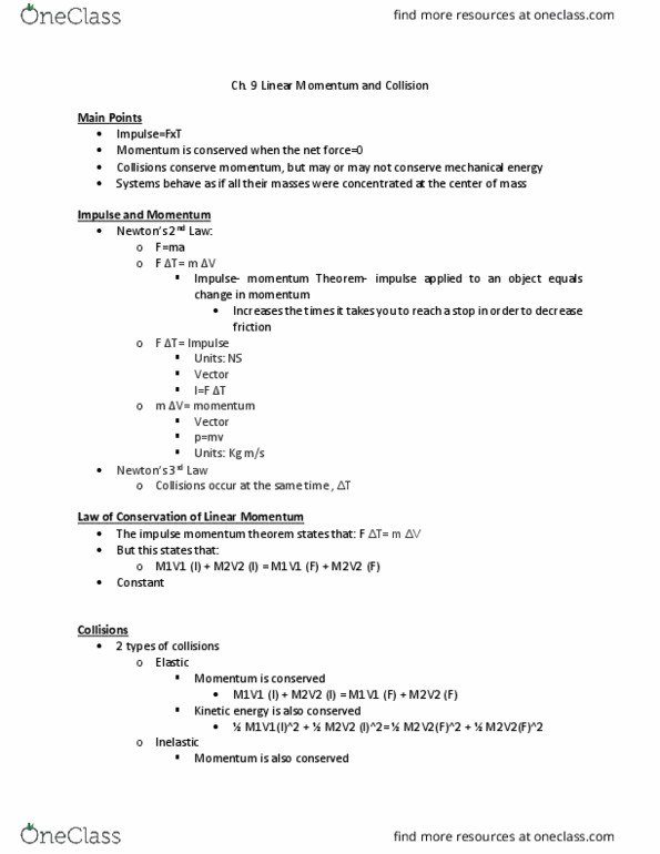 PHYS 1051 Lecture Notes - Lecture 13: Kinetic Energy, Net Force thumbnail