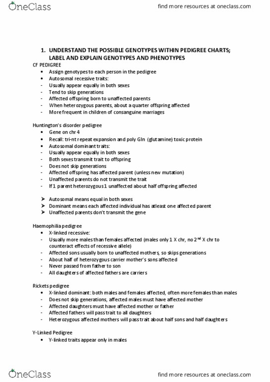 IMED1002 Lecture Notes - Lecture 15: Haemophilia, Consanguinity, Zygosity thumbnail