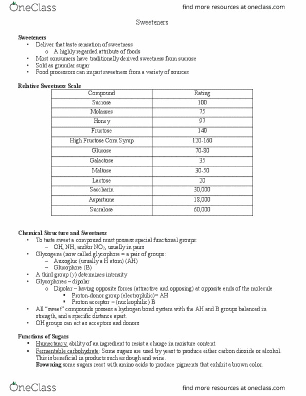 FD SC 2140 Lecture Notes - Lecture 5: High Fructose Corn Syrup, Corn Syrup, Brown Sugar thumbnail