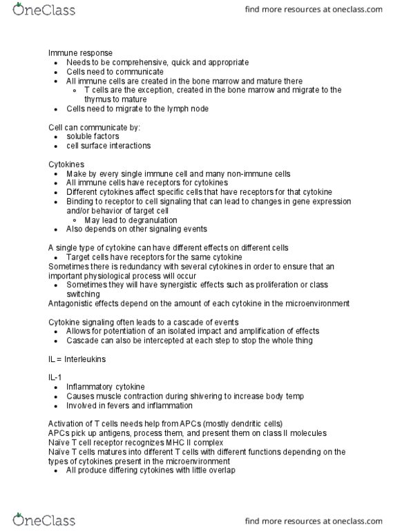 MIMG 185A Lecture Notes - Lecture 3: Lymph Node, Mhc Class Ii, Immunoglobulin Class Switching thumbnail