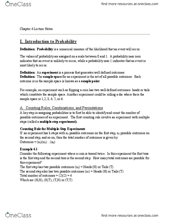 ECON 010 Chapter Notes - Chapter 4: Statistical Inference, Sample Space, 12012 thumbnail