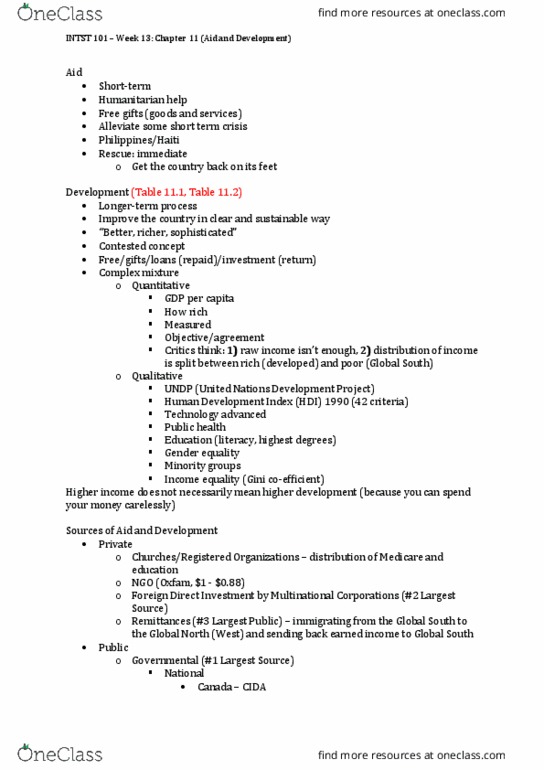 INTST101 Chapter Notes - Chapter 11: Foreign Direct Investment, Gini Coefficient, Health Literacy thumbnail