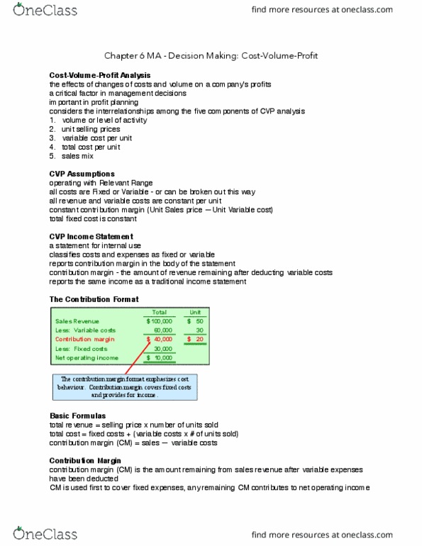 ACCTG300 Lecture Notes - Lecture 14: Earnings Before Interest And Taxes, Variable Cost, Income Statement thumbnail