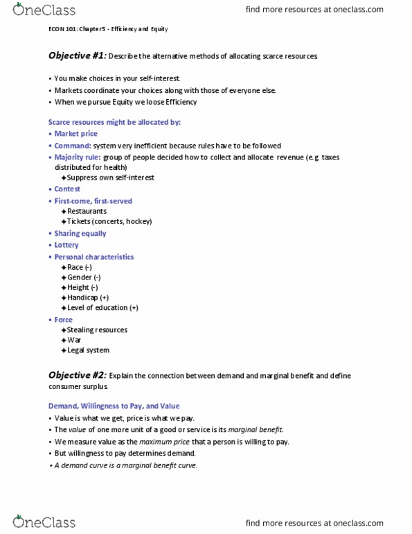 ECON101 Chapter Notes - Chapter 5: Marginal Utility, Demand Curve, Economic Surplus thumbnail