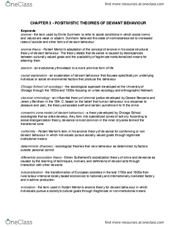 SOC224 Chapter Notes - Chapter 3: Concentric Zone Model, Differential Association, Jeremy Bentham thumbnail