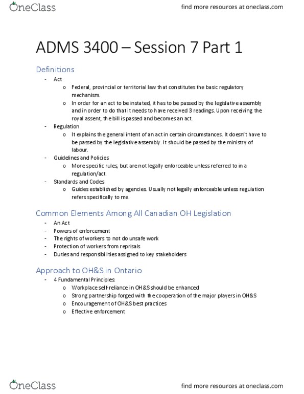 ADMS 3400 Lecture 7: Health and Safety Legislation - Bill C-45 thumbnail