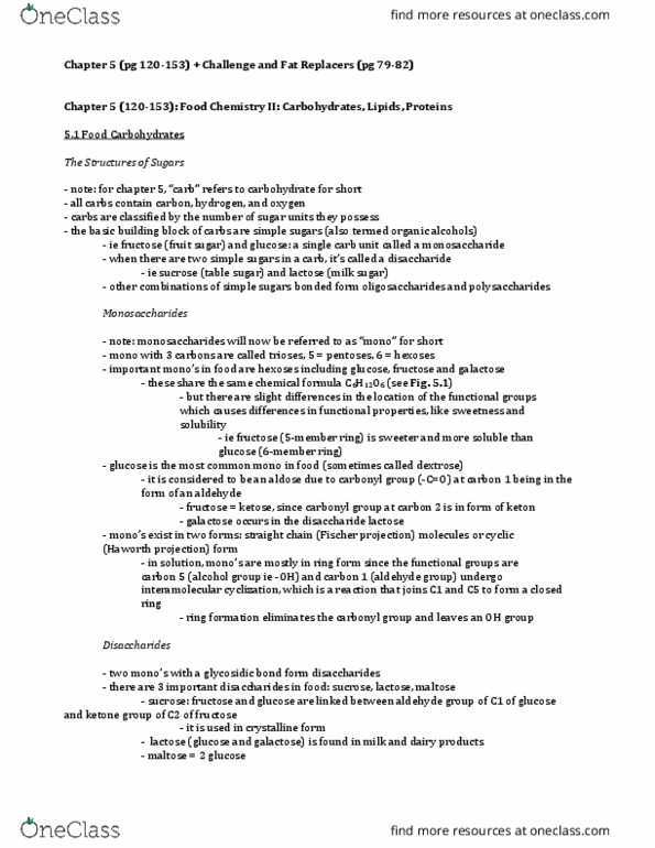 FOOD 2010 Lecture Notes - Lecture 4: Haworth Projection, Fischer Projection, Glycosidic Bond thumbnail