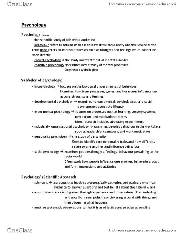 PSYC 102 Chapter Notes -Behavioral Neuroscience, Gestalt Psychology, Cognitive Psychology thumbnail