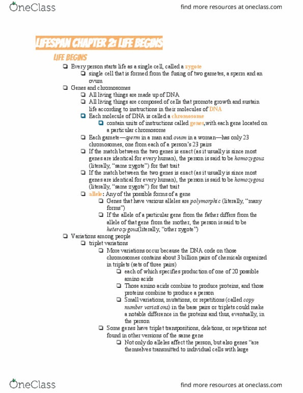 PSY BEH 101D Lecture Notes - Lecture 1: Copy-Number Variation, Egg Cell, Zygote thumbnail