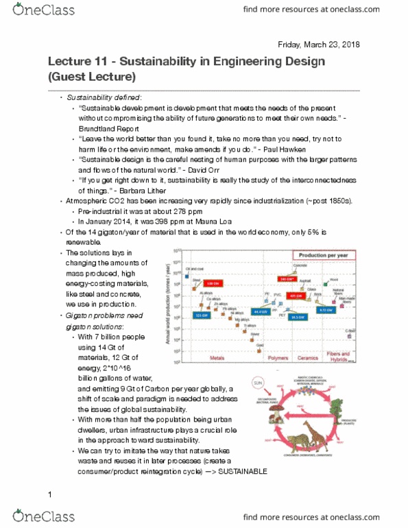 FACC 100 Lecture Notes - Lecture 11: Paul Hawken, Tonne, Sustainable Design thumbnail