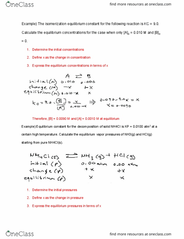 CHEM 1C Lecture Notes - Lecture 7: Ammonium Chloride, Equilibrium Constant, Ammonia thumbnail