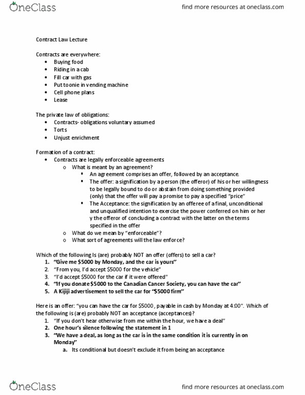 LAW 201 Lecture Notes - Lecture 8: Canadian Cancer Society, Vending Machine, Toonie thumbnail