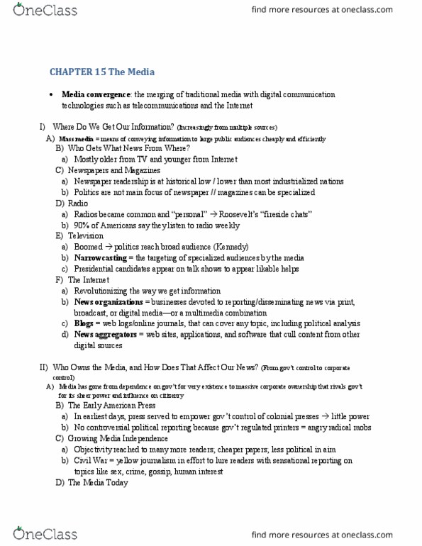POLI 1 Chapter Notes - Chapter 15: Fireside Chats, News Aggregator, Yellow Journalism thumbnail