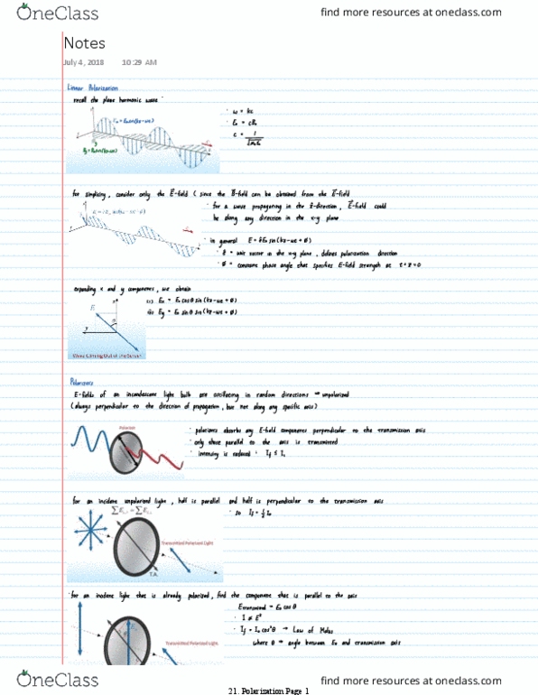 PHYS 121 Lecture Notes - Lecture 21: Polarizer, Gang Of Youths, Electric Field thumbnail