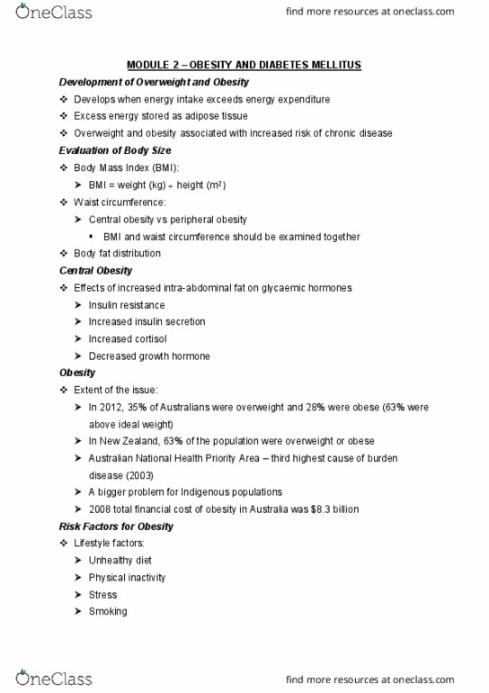 GMED2000 Lecture Notes - Lecture 2: Body Mass Index, Sleep Apnea, Endometrial Cancer thumbnail