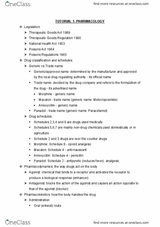 GMED2000 Lecture Notes - Lecture 1: Amoxicillin, Metoclopramide, Antipyretic thumbnail