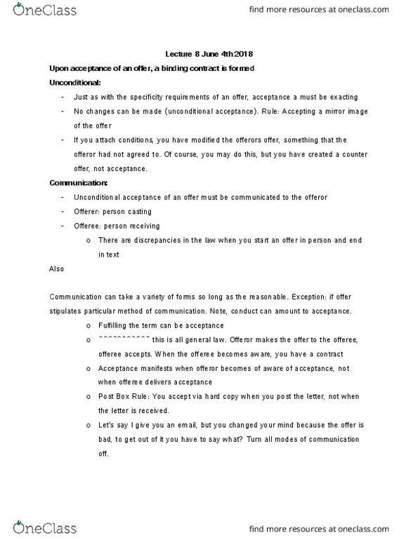 MGMT 3230 Lecture Notes - Lecture 8: Suncor Energy, Landscaping, Estoppel thumbnail