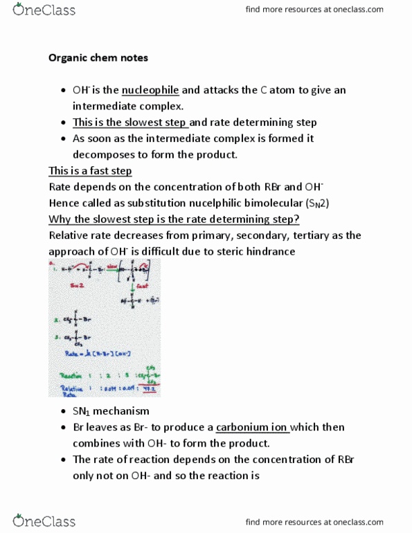 CHM120H5 Lecture Notes - Lecture 3: Rate-Determining Step, Steric Effects, Nucleophile thumbnail