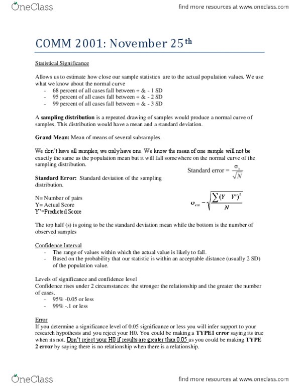 COMM 2002 Lecture Notes - Sampling Distribution, Normal Distribution, Standard Deviation thumbnail