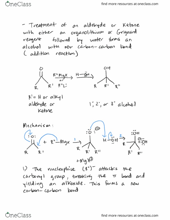 CHEM 342 Chapter 20.10 : Reaction of Organometallic Reagents with Aldehydes and Ketones thumbnail