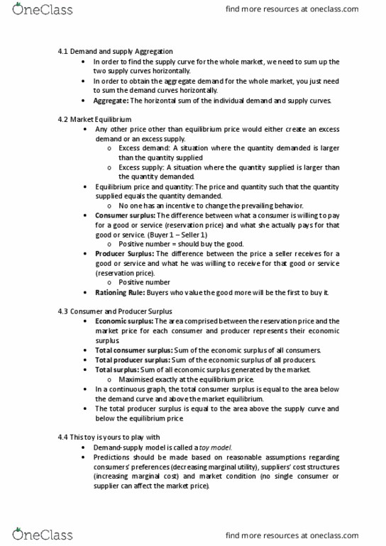 ECON1101 Chapter Notes - Chapter 4: Pareto Efficiency, Economic Surplus, Toy Model thumbnail