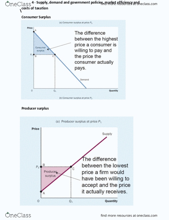 Ecf1100 Lecture Notes Lecture 4 Deadweight Loss Price Floor Economic Surplus