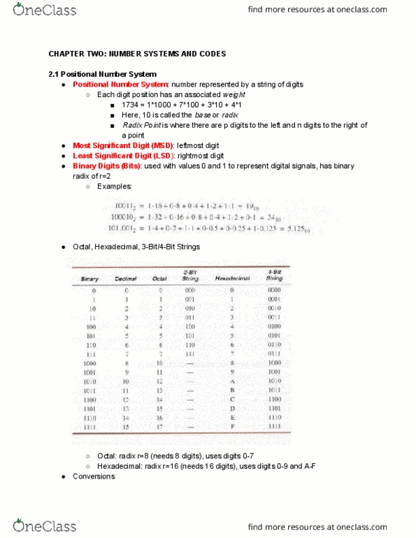 14:332:231 Lecture Notes - Lecture 2: Radix, Octal, Negative Number thumbnail