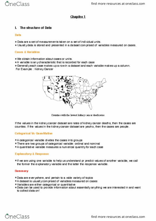 STAT1008 Chapter Notes - Chapter 1: Dependent And Independent Variables, Simple Random Sample, Statistical Inference thumbnail