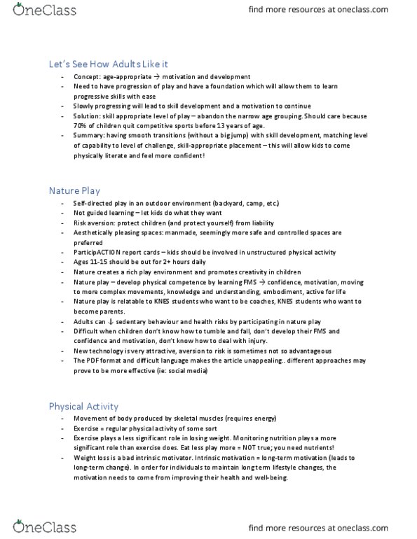 KNES 201 Lecture Notes - Lecture 1: Motivation, Risk Aversion, Participaction thumbnail