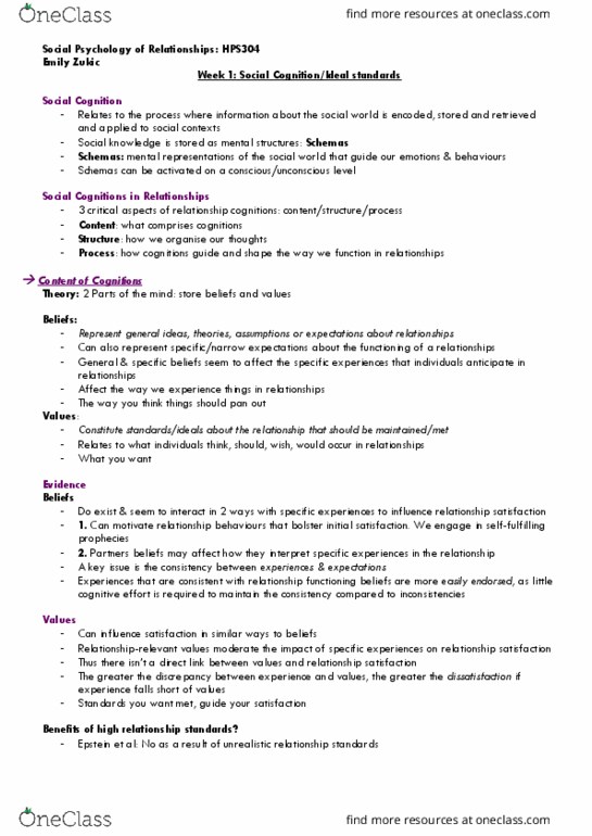 HPS304 Lecture Notes - Lecture 1: Ideal Standard, Social Comparison Theory, Social Exchange Theory thumbnail