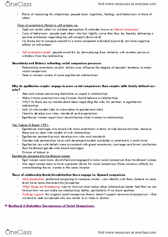 HPS304 Lecture Notes - Lecture 8: Social Comparison Theory thumbnail