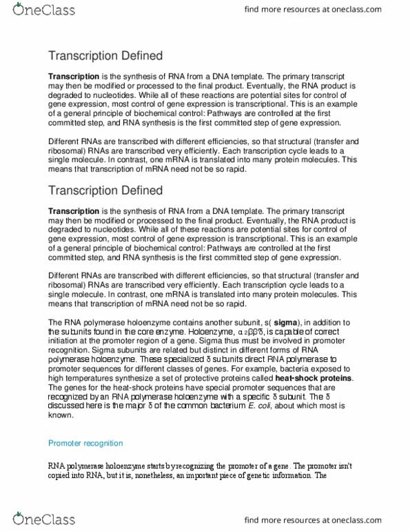 CH 461 Lecture Notes - Lecture 42: Enzyme, Recognition Sequence, Restriction Enzyme thumbnail