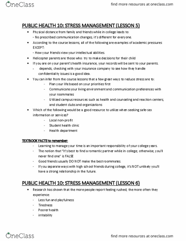 PUBHLTH 10 Lecture Notes - Lecture 5: Helicopter Parent, Time Management thumbnail