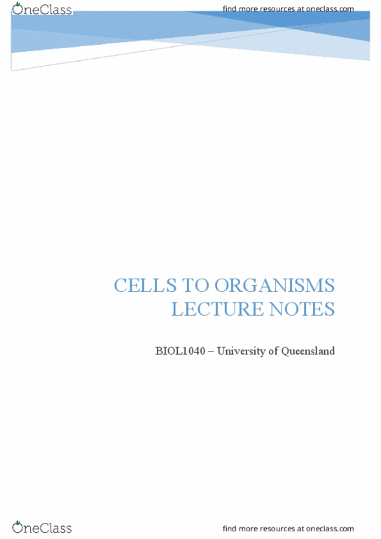 BIOL1040 Lecture Notes - Lecture 1: Lipid Bilayer, Electrochemical Gradient, Membrane Structure thumbnail