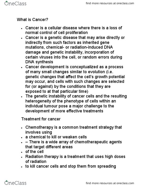 BIO210Y5 Lecture Notes - Lecture 3: Gene Therapy, Chemotherapy, Drug Resistance thumbnail