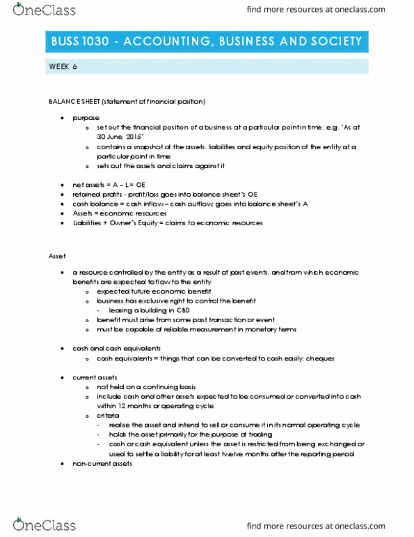 BUSS1030 Lecture Notes - Lecture 6: Current Liability, Financial Transaction, Financial Statement thumbnail