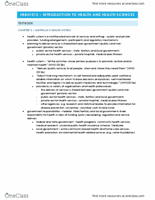 HSBH1012 Chapter Notes - Chapter 2: Telehealth, Health Promotion, Primary Care Physician thumbnail