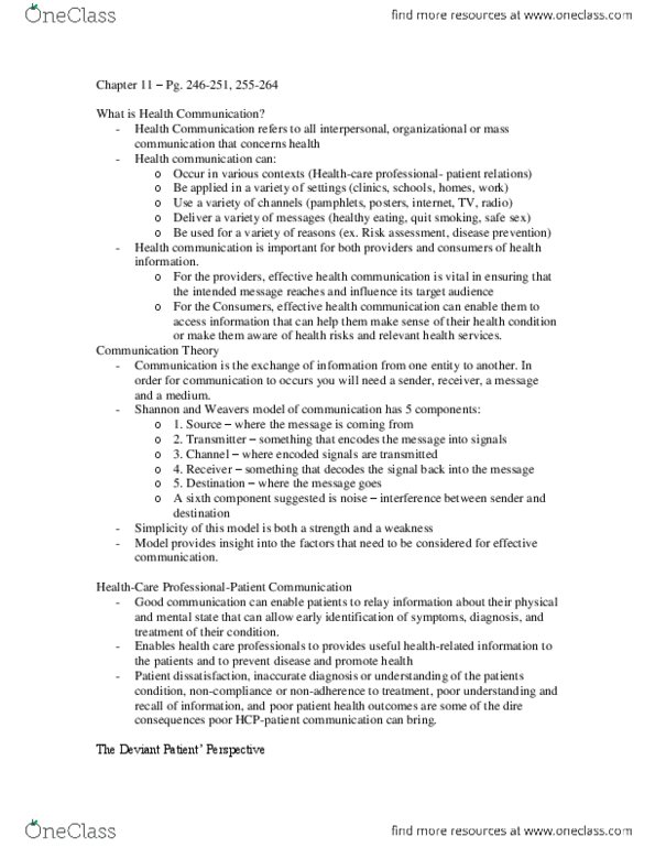 PSYC 3110 Chapter Notes - Chapter 11: Nonverbal Communication, Prospect Theory, Health Communication thumbnail