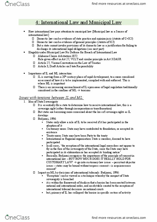 LAWS1023 Lecture Notes - Lecture 3: Municipal Law, Judiciary Of Australia, Alabama Claims thumbnail