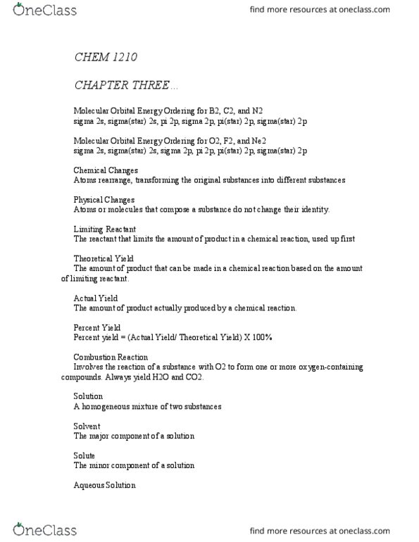 CHEM 1210 Lecture Notes - Lecture 3: Strontium Hydroxide, Barium Hydroxide, Limiting Reagent thumbnail