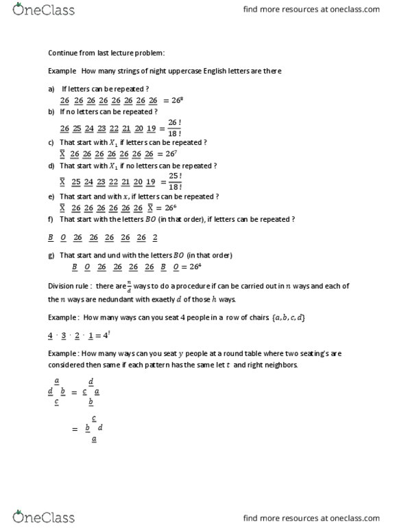 MTH 231 Lecture 19: MTH 231 Lecture 19 - Division Rule Permutation thumbnail