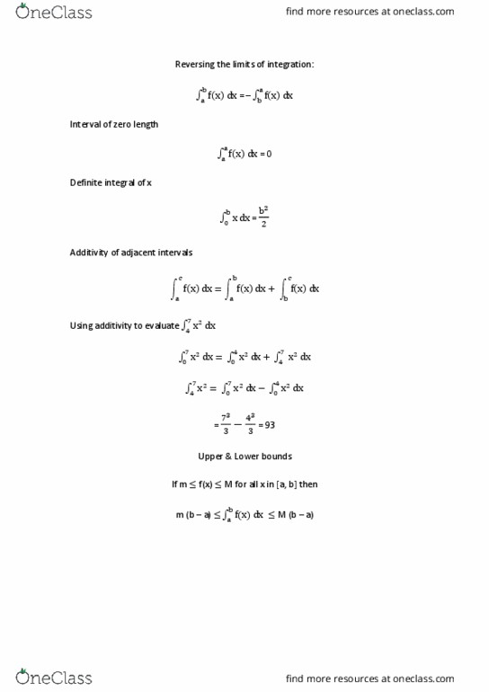 01:640:151 Lecture Notes - Lecture 23: Integral, Antiderivative, Power Rule thumbnail