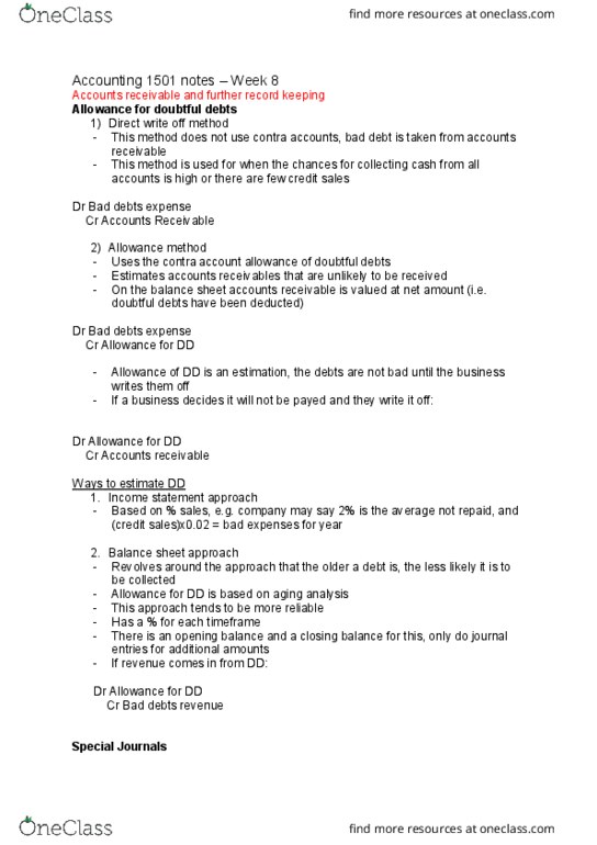 ACCT1501 Lecture Notes - Lecture 8: Debits And Credits, Dd National, Balance Sheet thumbnail