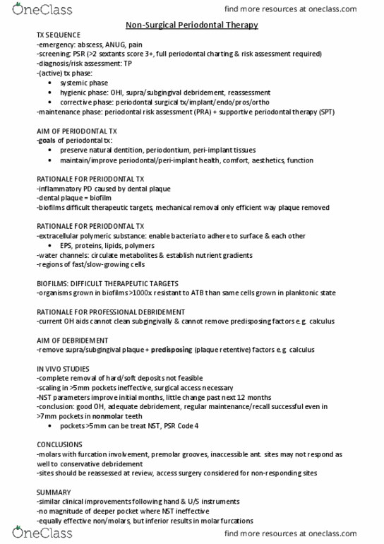 DENT3060 Lecture Notes - Lecture 23: Extracellular Polymeric Substance, Chronic Periodontitis, Dental Plaque thumbnail